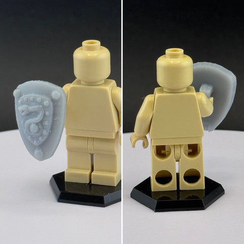 Custom 3D Printed Snake-Man Shield Miniature Gray Weapon Piece