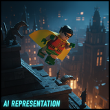 1960's Robin - Photorealistic Rooftop with Prominent AI Label