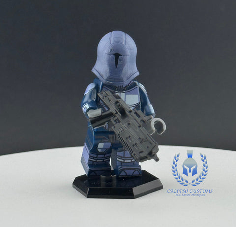 Blue Neo Crusader Mandalorian Custom Printed PCC Series Minifigure