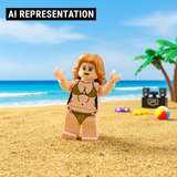 Bronze Swimsuit Model Beach Party AI Representation