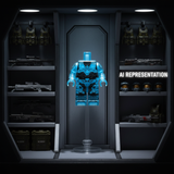 Transparent Blue Spartan Armor Full Body Armory Display AI Representation
