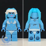 White Swimsuit Twi'lek Light Blue Custom Printed PCC Series Minifigure