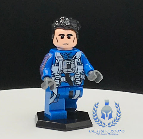 Rebel Pilot Blue Leader Custom Printed PCC Series Minifigure